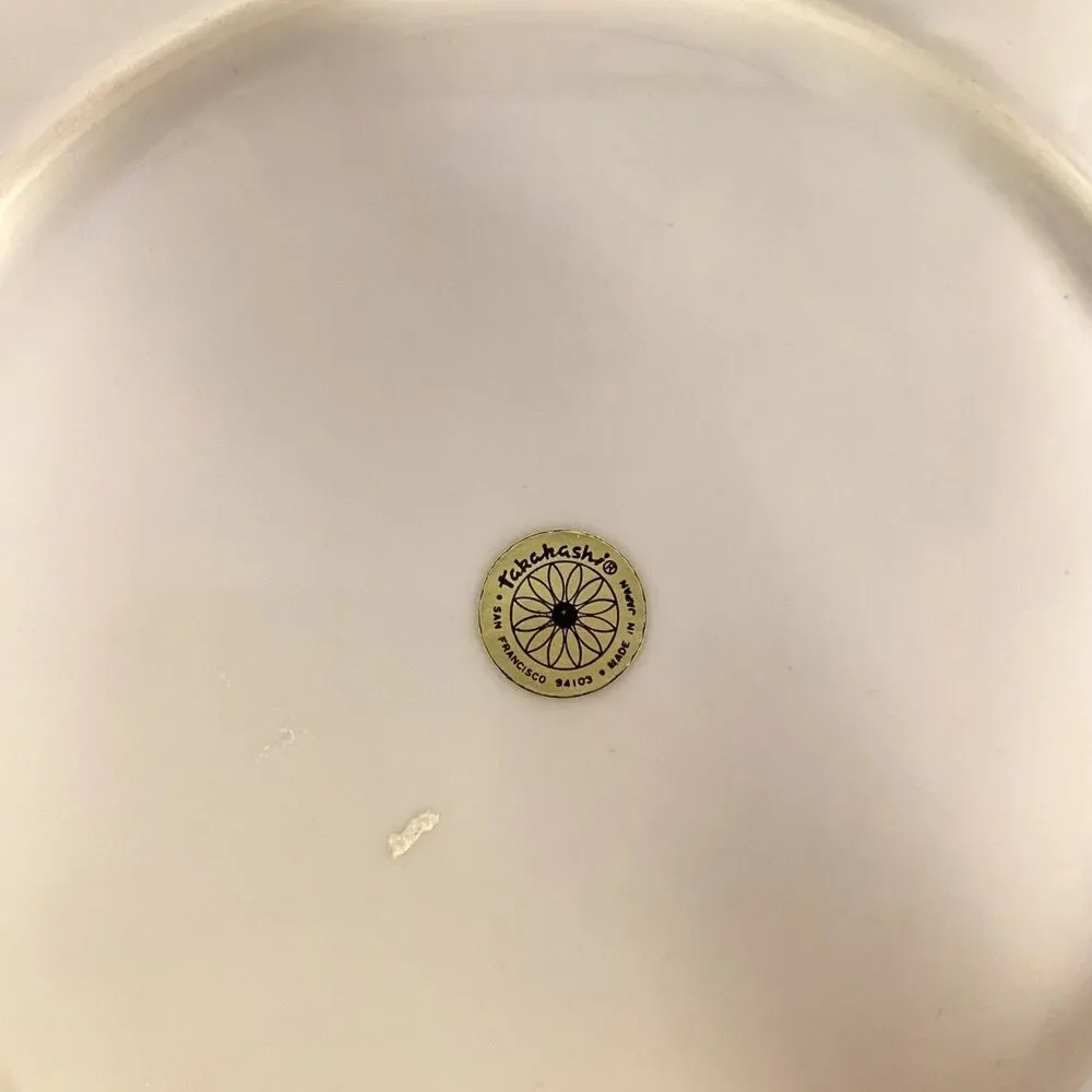#8196 TAKAHASHI SHOKAI JAPAN RED AND BLUE OCEAN WAVES 8 IN PLATE